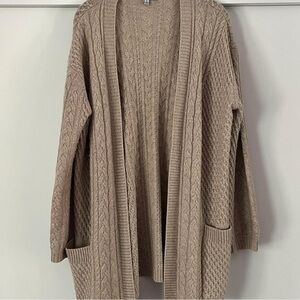 Tan Long Knit Cardigan Sweater